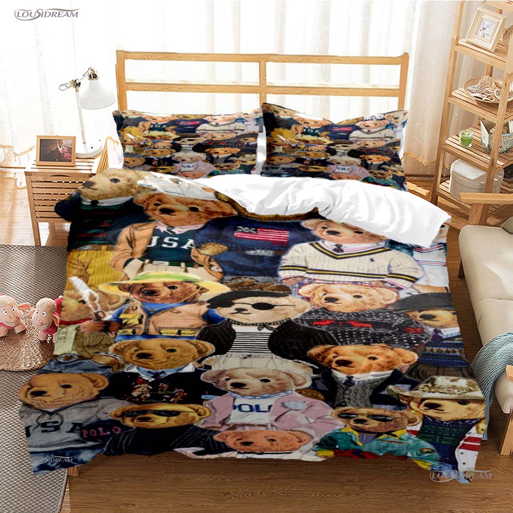 Fashion Bear Casal All Season Duvet Cover Comforter Bedding Set Soft Quilt Cover and Pillowcases Teens Single/Double/Queen/King
