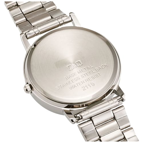 Cue and Cue Watch Analog Date Display Waterproof Metal Band Q04A-001PK Women's Silver