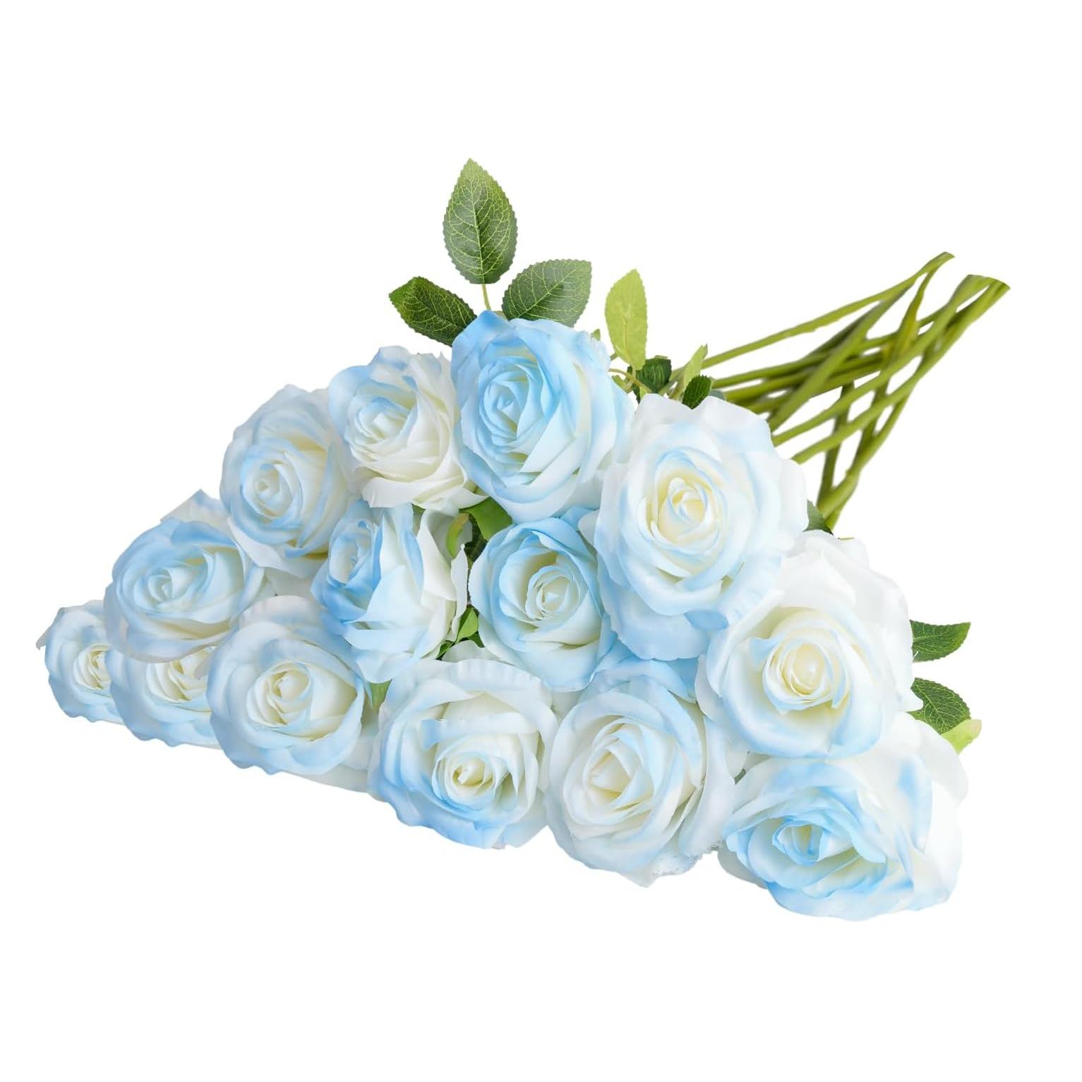 

10Pc Artificial Flowers Blue Rose Valentine s Silk Bridal Bouquet Wedding Wreath Home Room Outdoor Decor DIY Handheld FlowerGift 10 pcs синий