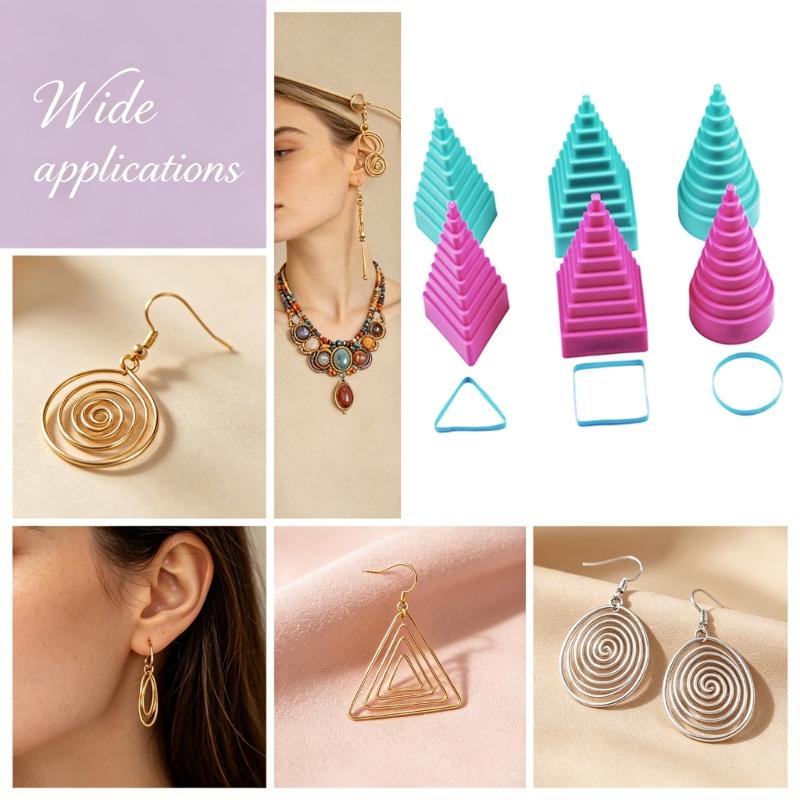 Jewelry Wire Forming Tool Set with 3 ABS Plastic Mandrels, Graduated Shaping Surfaces, and Open Hollow Bases for Crafts