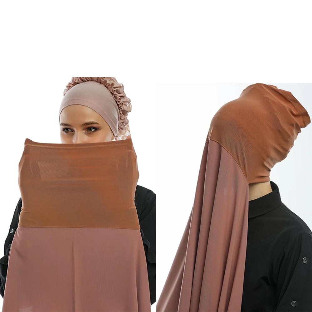 Yto Scarf Women's Instant Hijabs With Cap Plain Chiffon Jersey Hijabs For Woman Veil Muslim Islamic Hijab Cap Scarf For Turban Headscarf