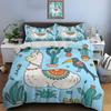 Cute Cartoon Llama Alpaca Print Bedding Set Duvet Cover 1 Duvet Cover 2 Pillowcases Adult And Children Bedding Set Luxury Gifts