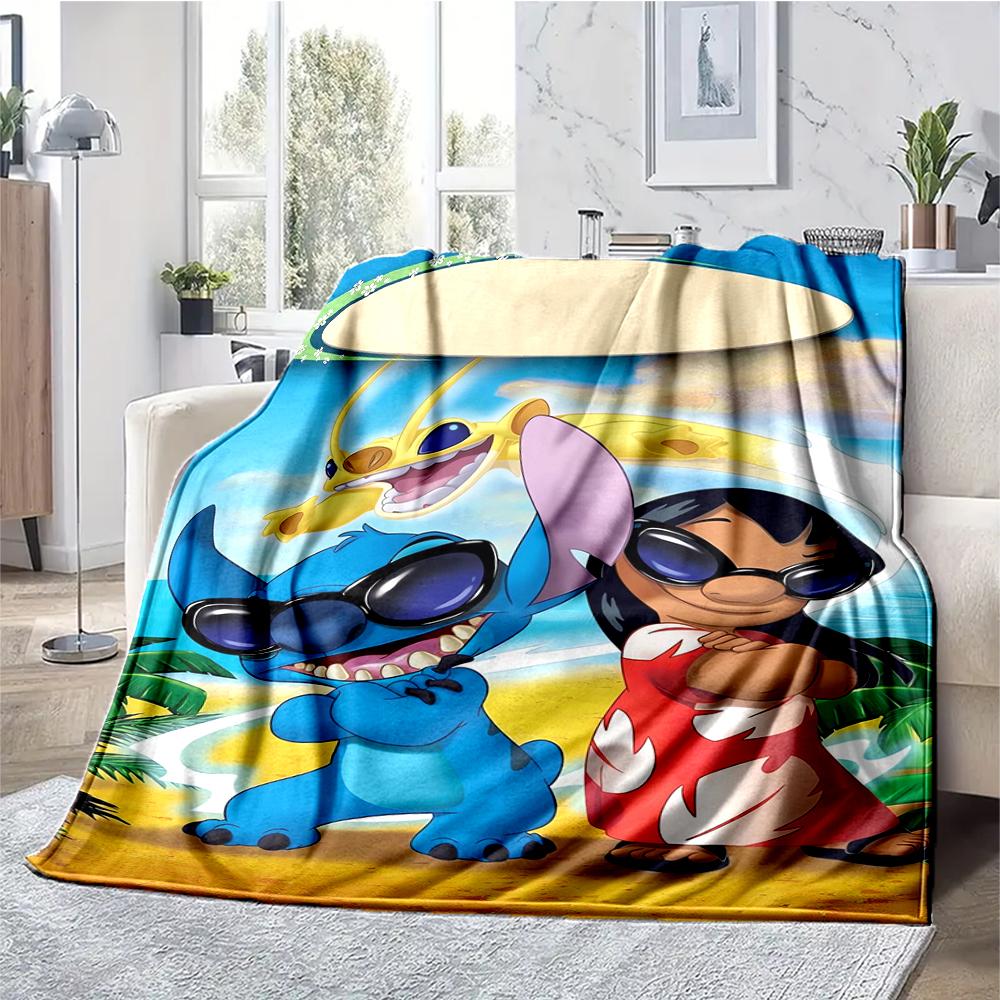 Stitch Theme Printed Blanket - Perfect for Couch, Bed, Travel & Outdoor Use | Machine Washable, Cozy & Durable.