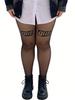 1 Par de Medias Negras Transparentes con Estampado de Letras para Mujer, Exclusivas del Día de San Valentín, Patrón de Letras de Moda, Anti-enganches y Adelgazantes