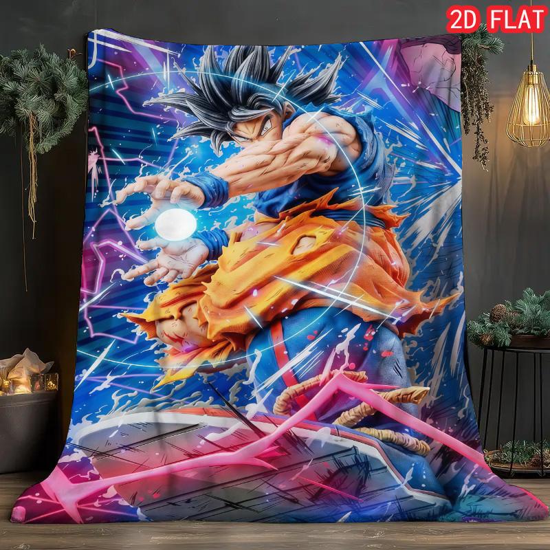Dragon Ball Anime Flannel Blanket Soft Warm Lightweight Throw for Bed Sofa Bedroom Living Room Home Decor THW