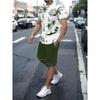 Summer Men's Casual Short Sleeve Suit Retro Palm Print Casual Holiday Fashion Street Wear Short Sleeve Shorts 2 Pieces