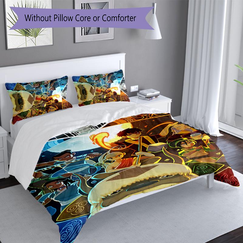 3pcs Avatar The Last Airbender Pattern Bedding Set Duvet Cover Set Includes Duvet Cover &pillowcases, Perfect All Season Bedroom Decoration & Gift
