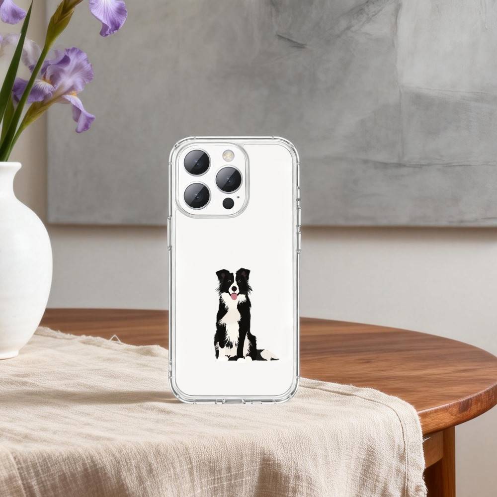 cute border collie dog Phone Case For iPhone17,16,15,14,13Pro Max,us,Soft Silicone Transparent Cover