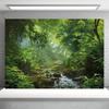 2D Misty Tropical Jungle Waterfall Backdrop Photography Background Banner
