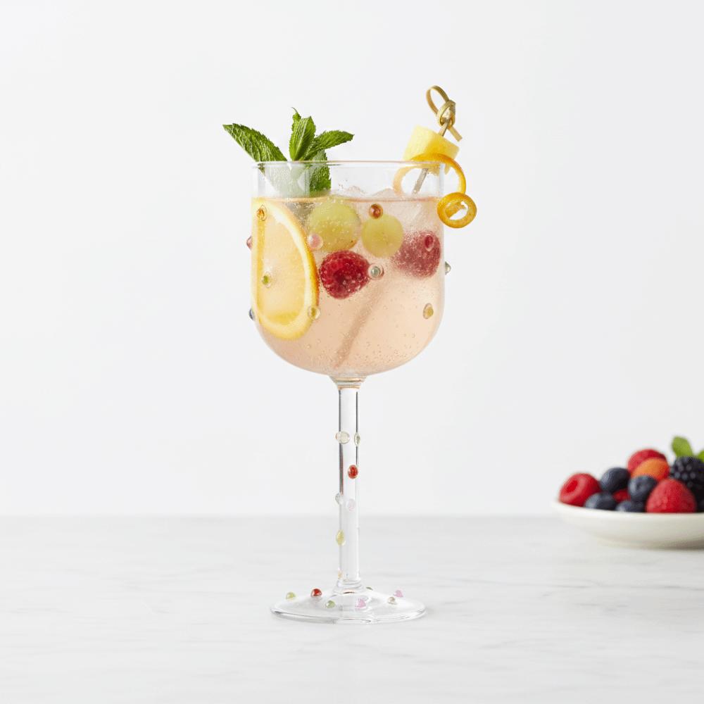 Glass Colorful Dot Goblet Cup Embossed Wine Cup Dishwasher-safe Tall Glass Banquet