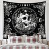 Boho Black and White Skull Bohemian Tapestry, Hippie Wall Art for Bedroom Living Room Dorm Decor