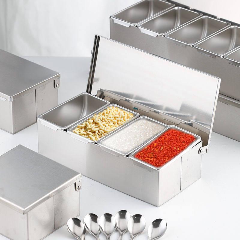 Stainless Steel 3-Compartment Seasoning Box