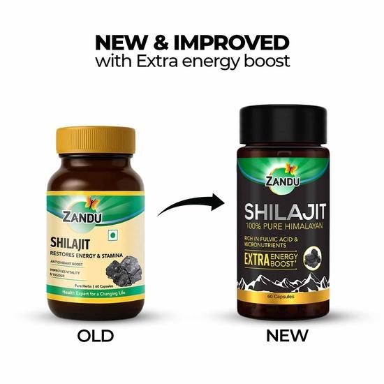 Zandu Shilajit Capsule, 60 capsules x Po2, Original and Pure Himalayan Shilajeet, Boosts Immunity, Strength and Stamina.