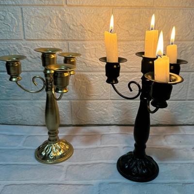 Classic Metal Candelabra Vintage Baroques 4 Arms Candlestick Holder for Candlelight Dinner and Table Centerpieces Decoration