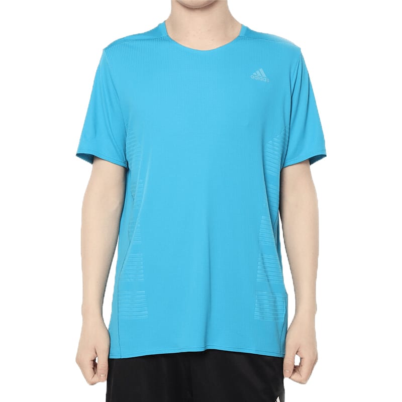 Adidas T Shirts Men's Teal Crew Neck Moderate Straight Fit DQ1849