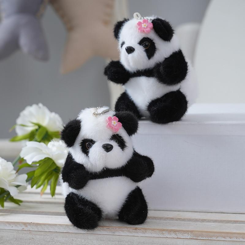 Backpack Plush Panda Pendant Keychain Cartoon Bag Decorations Toy Gift Kids