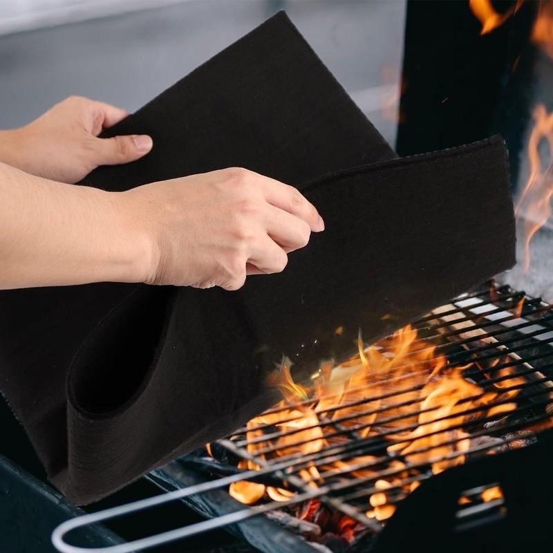 100*100cm Feltro in Fibra di Carbonio Ignifugo Nero Coperta Protettiva per Saldatura Ritardante di Fiamma Resistente alle Alte Temperature