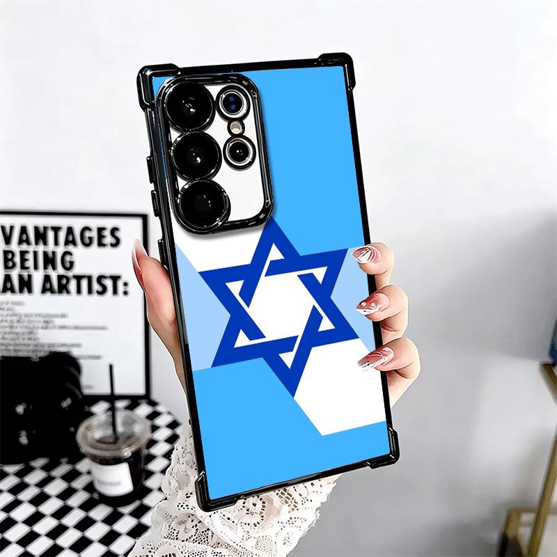 David Jewish Star Symbol Plating Phone Case For Samsung Galaxy S24 S25 FE S26 Edge S23 Ultra S22 S21 Plus S20 Anti-Fall Airabag