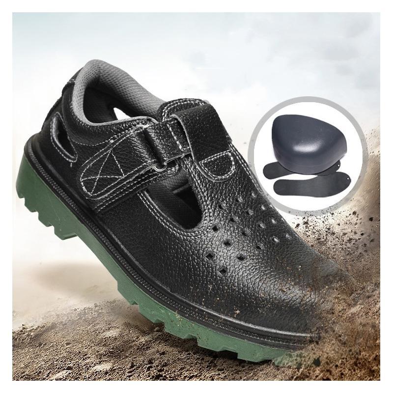 Men's Casual Breathable Steel Toe Caps Working Safety Shoes Worker Summer Safe Sandals Soft Leather Security Boots Protective