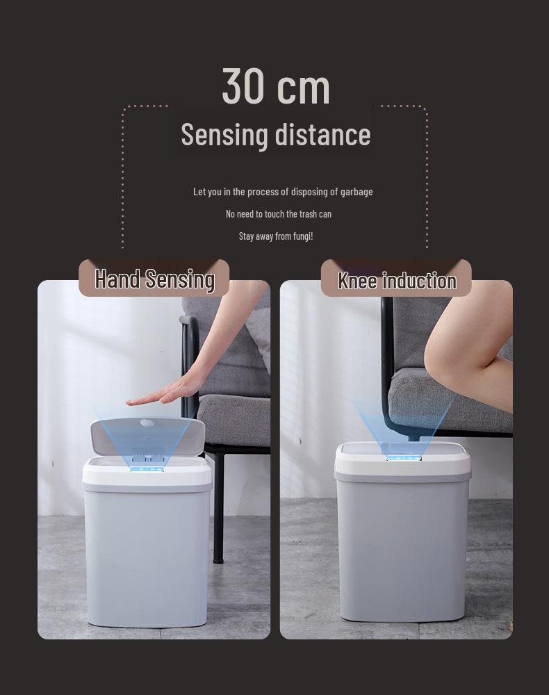 Silent Sensor Trash Can with Lid for Living Room, Bedroom, Bathroom, Kitchen