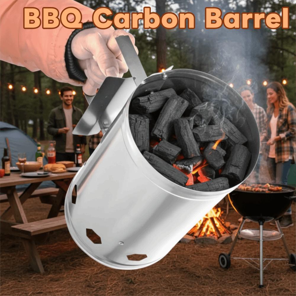 With Handle BBQ Carbon Barrel Stainless Steel Charcoal Bucket Grilling