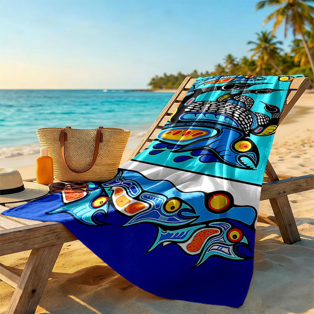 Fish Beach Towel High Absorbency & Quick-Dry Comfortable Lightweight Perfect for Traveling Yoga Camping and Swimming