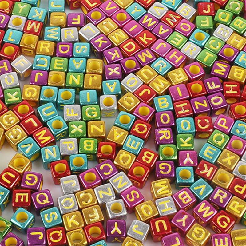 Handmade Bracelet Beads Acrylic Numbers English Letters Beads Handmade DIY Sets of Children's Beads Jewelry Accessories Loose Beads Square Beads