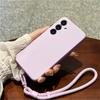 For Samsung Galaxy S25+ Case Precise Cutouts Liquid Silicone+PC Phone Cover with Wrist Strap
