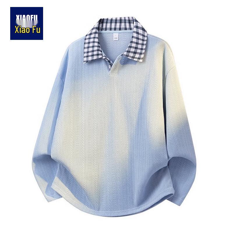 Men s American Loose Fit Polo Collar Long Sleeve Sweatshirt M