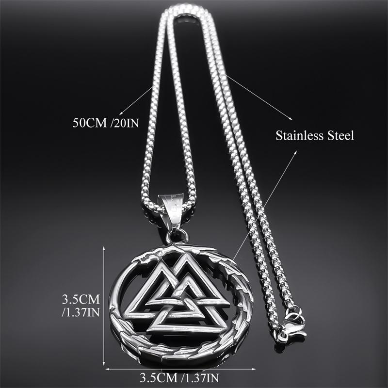 Viking Valknut Dragon Pendant Necklace for Women Men Stainless Steel Nordic Mythology Gothic Male Chain Biker Jewelry NZZ506S02