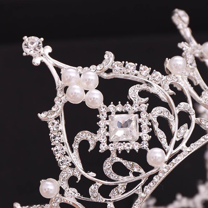 Luxury Large Full Circle Rhinestones Queen Princess Tiara And Crown Pearl Bride Headpiece Wedding Hair Jewelry Accessories