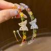 Korean-Style Zircon Butterfly Teardrop Open Bangle: Exquisite Light Luxury Women's Bracelet