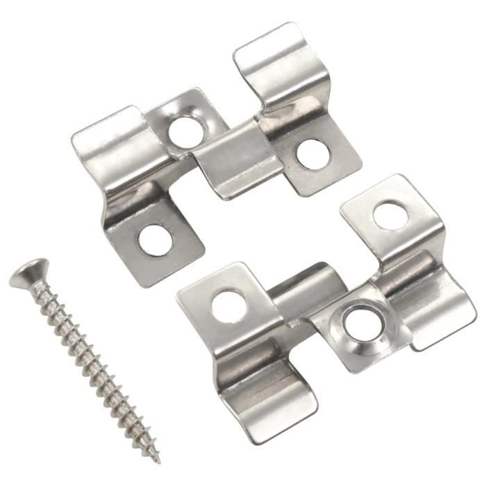 VidaXL Clip de fixation de terrasse 100pcs et 200 vis Acier inoxydable 45063