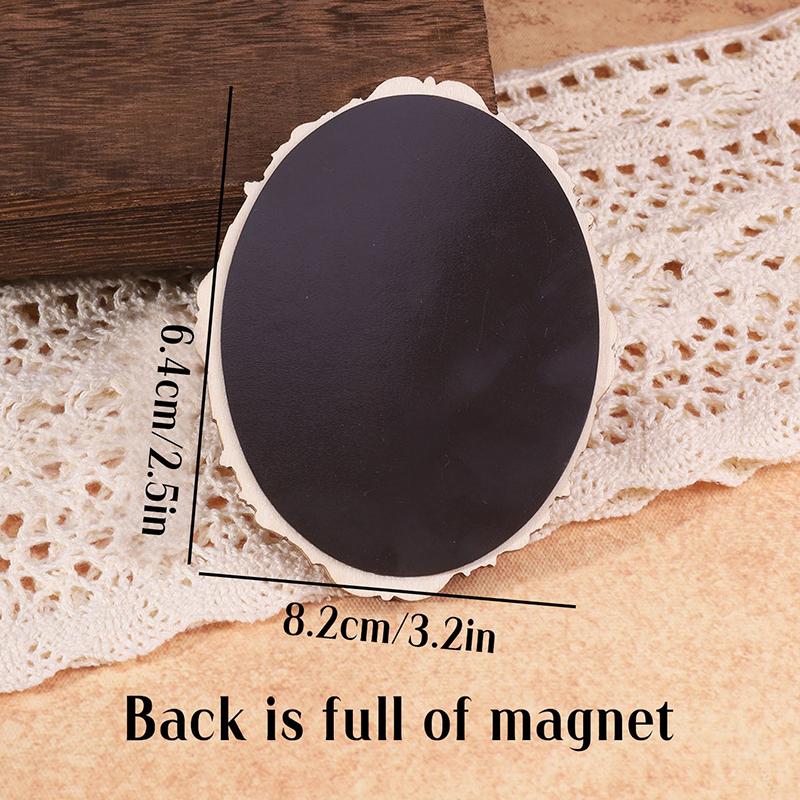 1Pc Mini Oval Retro Wooden Photo Frame Fridge Magnet Funny Cat & Haircut Modern Kitchen Decor Durable Refrigerator Ornament