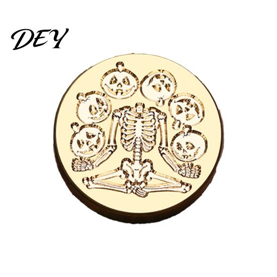 Ghost Wax Stamp Halloween Themed Brass Seal Head, Pumpkin Witch Bat Engraved Replaceable Sealing Replacement Head for Envelope Journal Gift Wrap Party