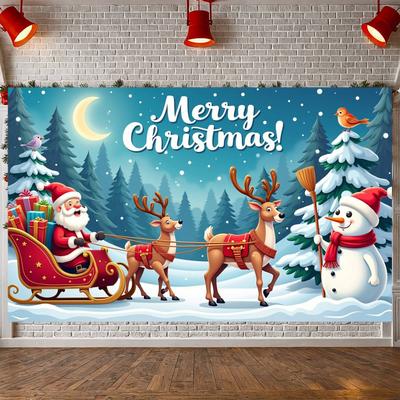Banner Feliz Natal Árvore de Natal Banner de Inverno Banner Boneco de Neve Tema Papai Noel Para Celebração Familiar Decoração de Escritório Exterior