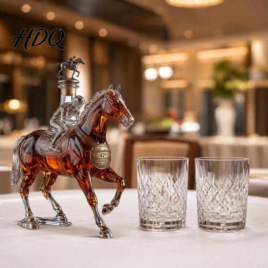 Dárková láhev na whisky pro muže Karafka ve tvaru koně Vysoce borosilikátové sklo Láhev na víno