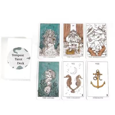 Ocean Themed Tempest Tarot Deck 78 Card Divination Set 10.4*6.1cm Beautifully Designed for Board Games and Tarot Reading