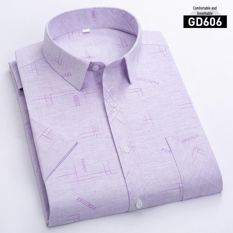 New Summer Men's Printed Plaid Short-Sleeved Shirt for Middle-Aged and Elderly.