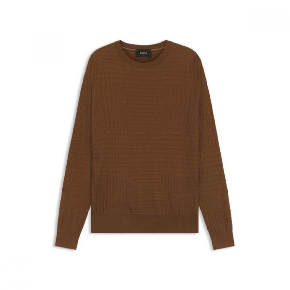 

Boss Regular Fit Wales Check Silk Sweater Medium Brown 50543228215 XXL