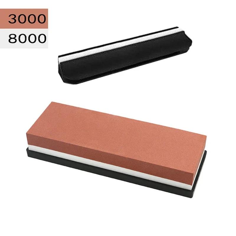 Profesionální sada kamene na broušení nožů 400/1000 3000/8000 Zrnitost Protiskluzová bambusová základna Oboustranné vedení nože brousek