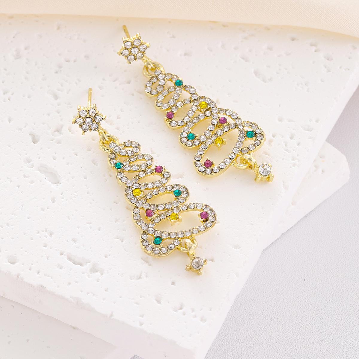 

Серьги в виде цветной рождественской елки в европейском и американском стиле: Элегантная, универсальная легкая роскошь для женщин CK0590 K белый