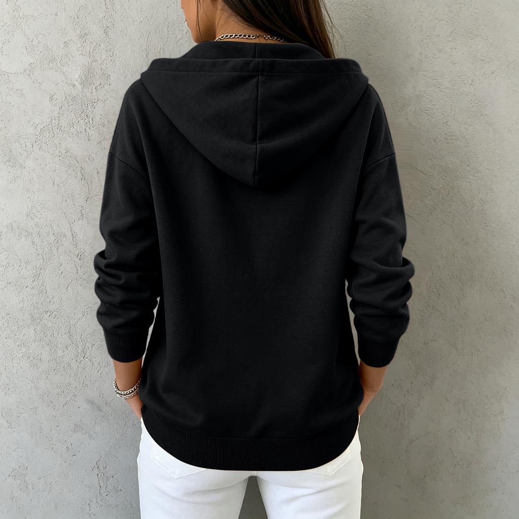 Women's Hooded Zip-Up Sweatshirt with Pockets Casual Long Sleeve Jacket for Everyday Wear