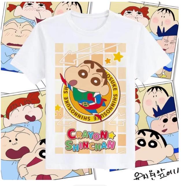 2026 Summer Comic Form Crayon Shinchan Image 100 Cotton Printed Oversize Casual Tshirt Adult Children Parentchild Top Y2k