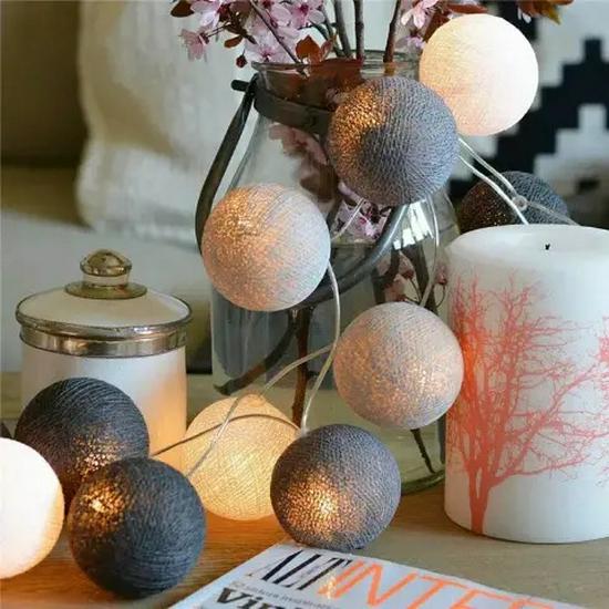 USB LED Cotton Ball String Lights for Holiday Room Decoration