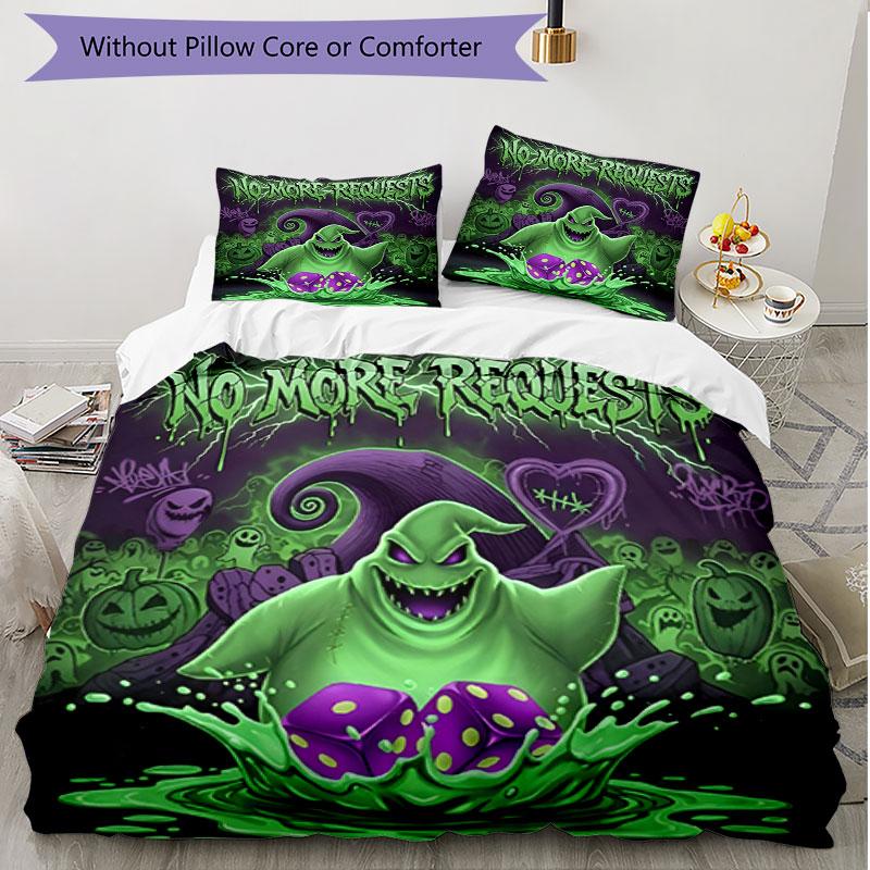 3pcs Duvet Cover Set (1*Duvet Cover + 2*Pillowcase, Without Core), The Nightmare Before Christmas Print Soft All‑Season Bedding Set, Home Bedroom Deco