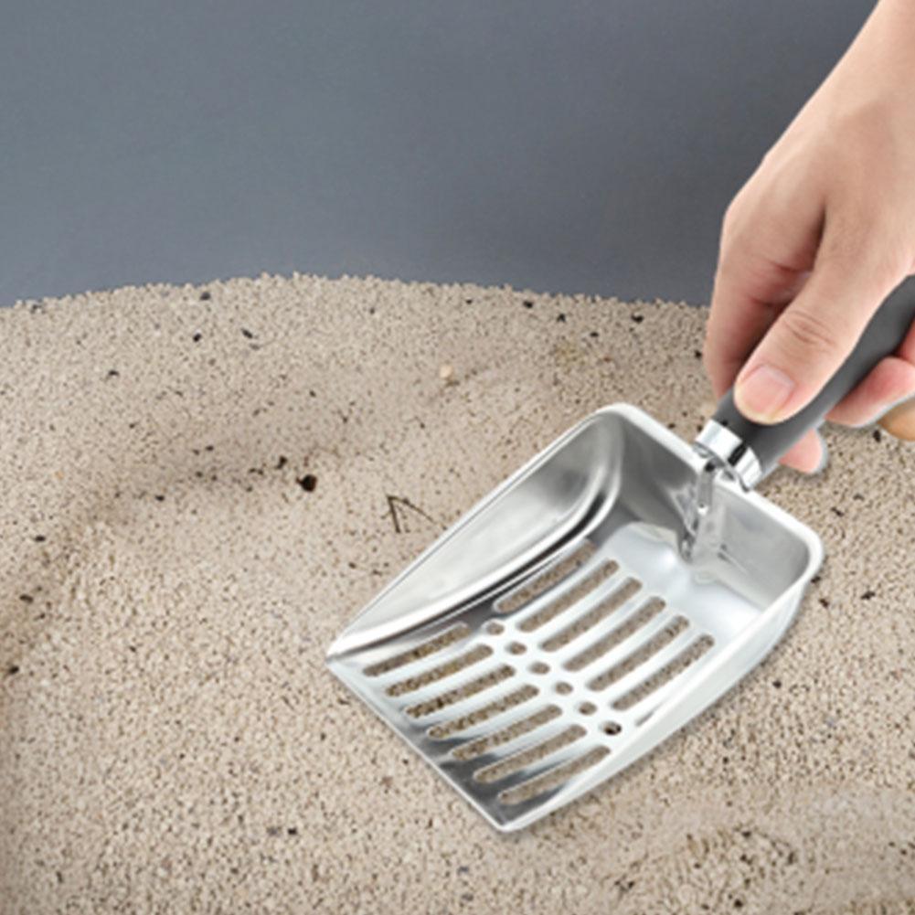 Steel Shovel Cat Litter Scoop Dog Cat Clean Feces Supplies Long Handle Metal Scoop Deep Shovel Pet Cleanning Tools