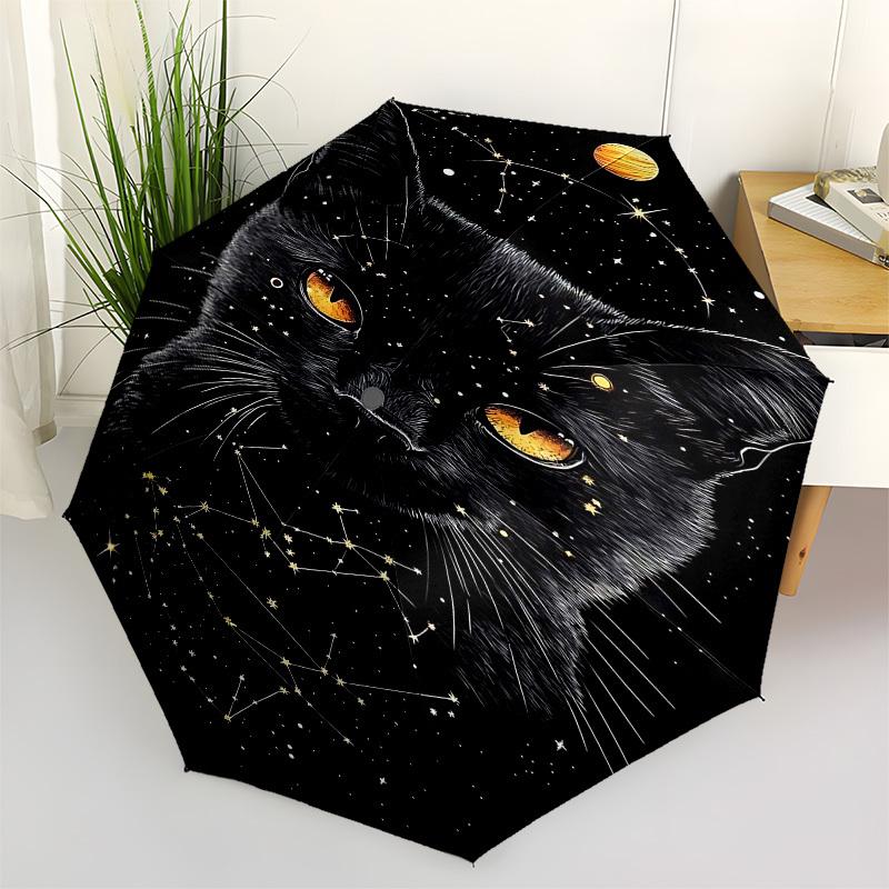 1pc cat constellationsOpen/Close Umbrella-Windproof, Compact Travel Umbrella, Sturdy 8-Rib Shaft, Outdoor Accessory1198