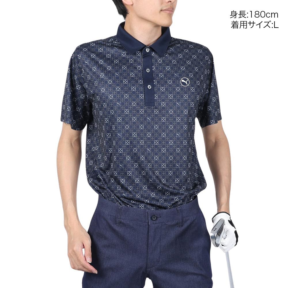Golf Shirt GOLF Pure Monogram Deep Sky [PUMA] Polo/626275 Men's Navy/Slate