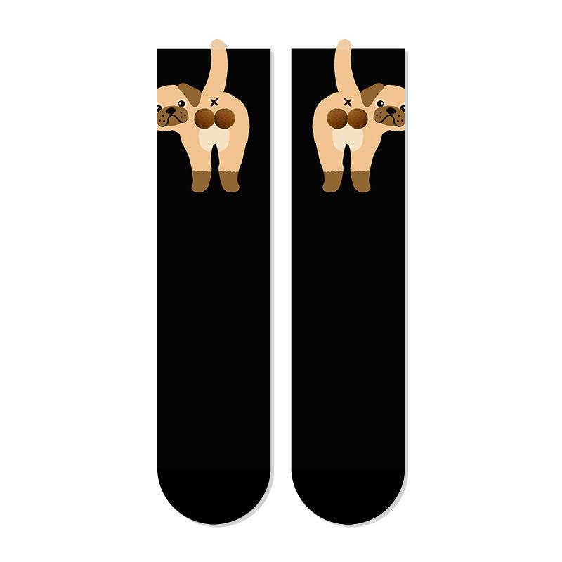 

Creative Fun Cartoon Dog Tinkerbell Egg Socks Female Summer Outside Cotton Solid Color Mid-Tube Socks Novelty Animal Socks
